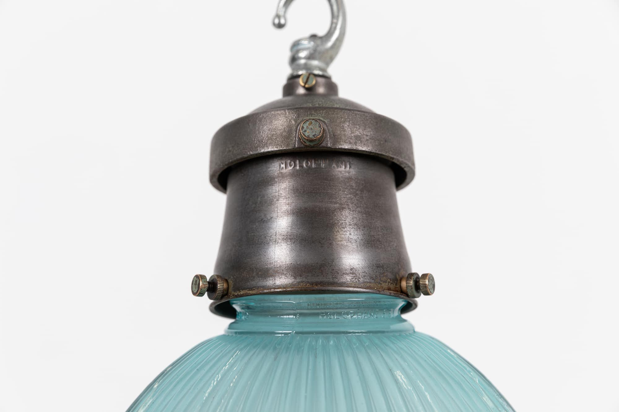 Blue Tinted Holophane Antique Pendant Lights — Antiques Workshop
